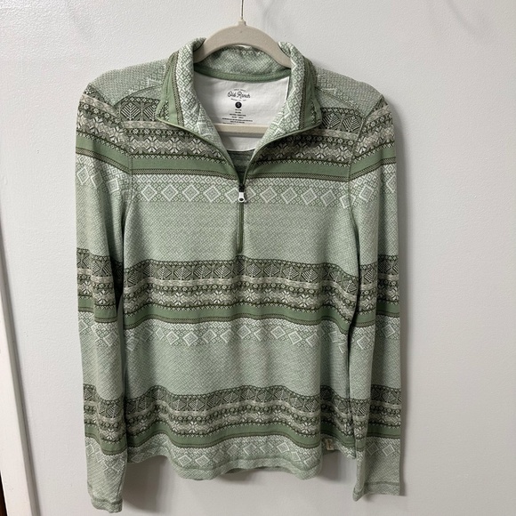 Old Ranch 1/4 Zip Pullover Sweatshirt Green Geometric Aztec Top Women Size S GUC - Picture 3 of 9
